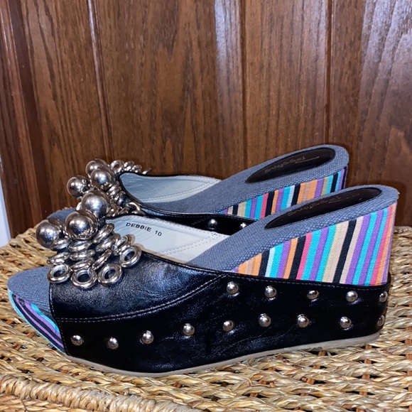 Passions Studded Multi-colored Platform Sandals-Style-Debbie-Women’s Size 10 - Picture 6 of 11